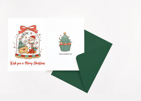 Snow glove Wish you a Merry  Christmas Card, Set of 5